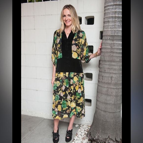 WARM brand Boho velvet and silk midi dress - Picture 1 of 10